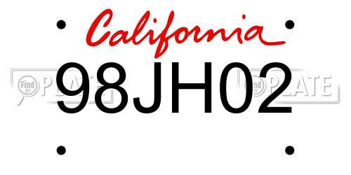 98JH02 California License Plate