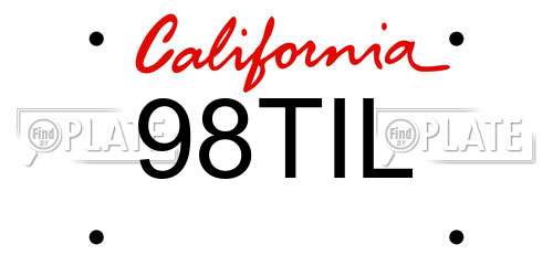 98TIL California License Plate