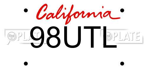 98UTL California License Plate