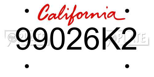 99026K2 California License Plate