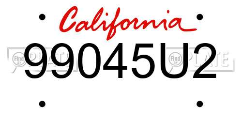 99045U2 California License Plate