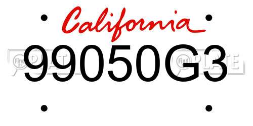 99050G3 California License Plate