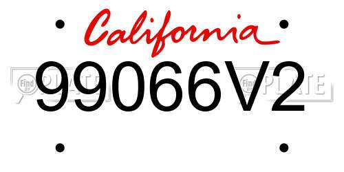 99066V2 California License Plate