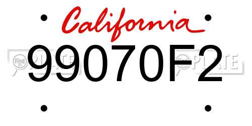 99070F2 California License Plate