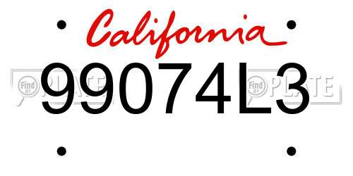 99074L3 California License Plate