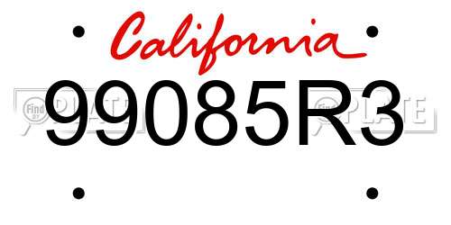 99085R3 California License Plate