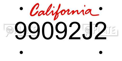 99092J2 California License Plate