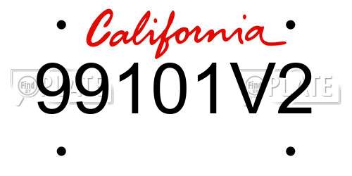 99101V2 California License Plate