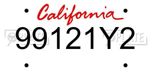 99121Y2 California License Plate