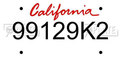 99129K2 California License Plate