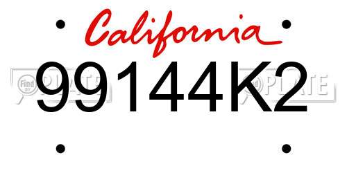99144K2 California License Plate