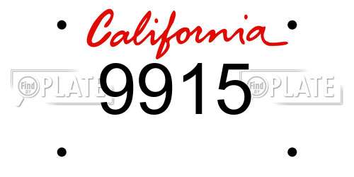 9915 California License Plate