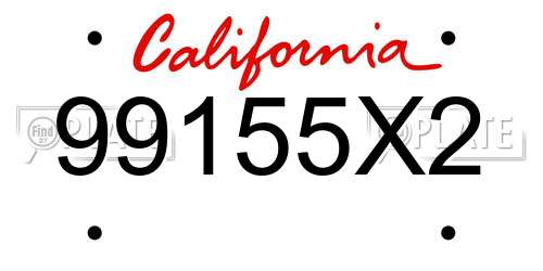 99155X2 California License Plate