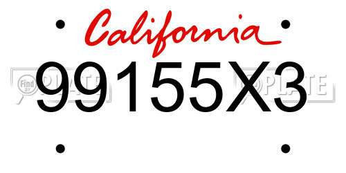 99155X3 California License Plate