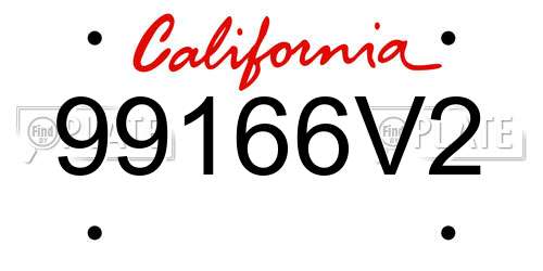 99166V2 California License Plate