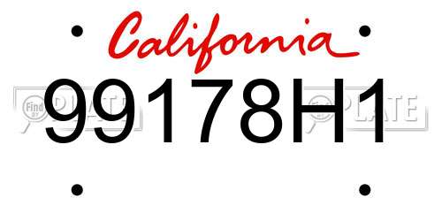 99178H1 California License Plate
