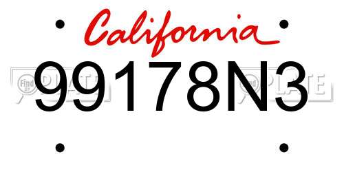 99178N3 California License Plate