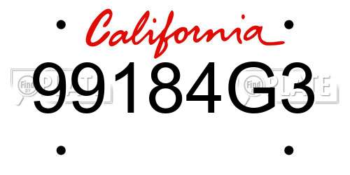 99184G3 California License Plate