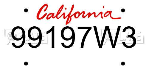 99197W3 California License Plate