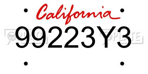 99223Y3 California License Plate