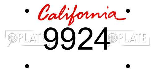 9924 California License Plate