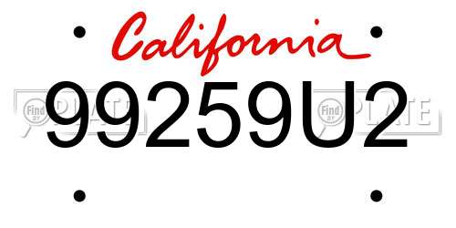 99259U2 California License Plate