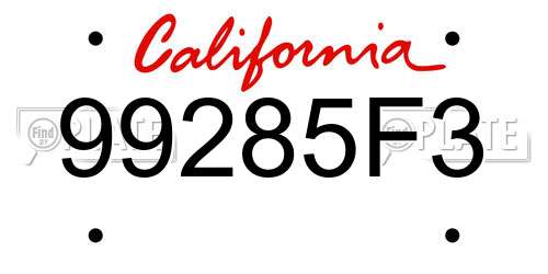 99285F3 California License Plate