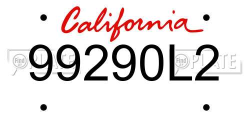 99290L2 California License Plate