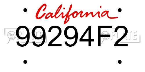 99294F2 California License Plate