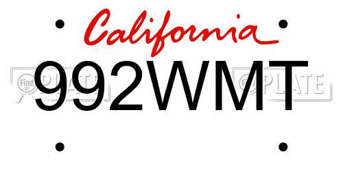 992WMT California License Plate