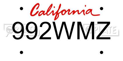 992WMZ California License Plate