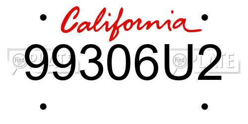 99306U2 California License Plate