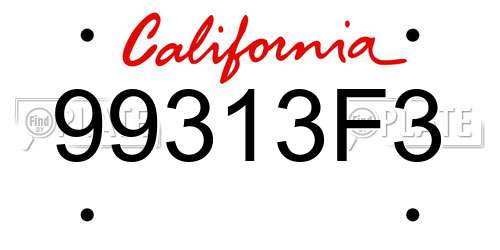 99313F3 California License Plate