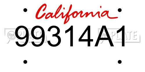 99314A1 California License Plate