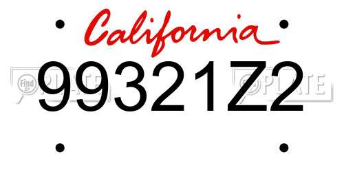 99321Z2 California License Plate