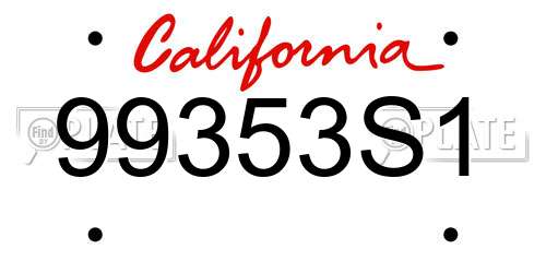99353S1 California License Plate