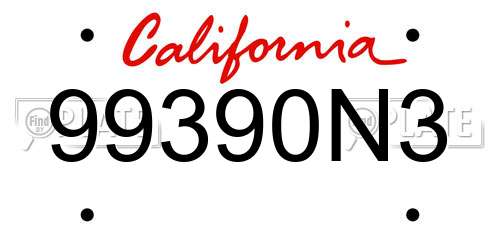 99390N3 California License Plate