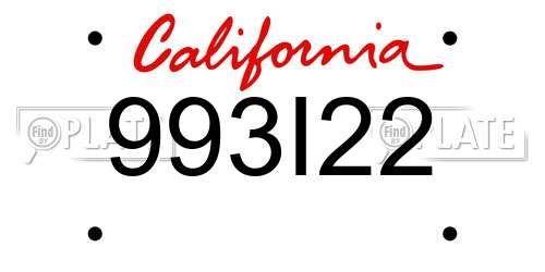 993I22 California License Plate