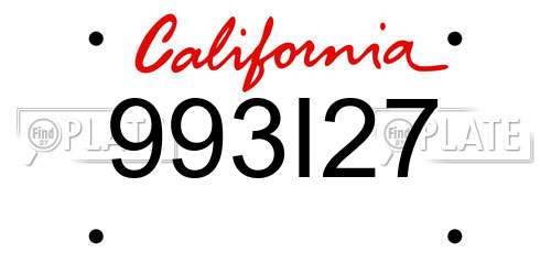 993I27 California License Plate