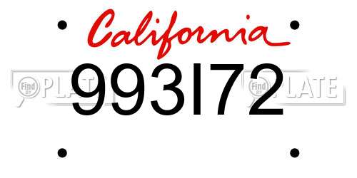 993I72 California License Plate