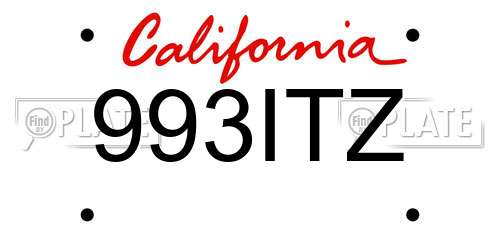 993ITZ California License Plate