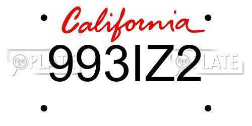 993IZ2 California License Plate