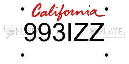 993IZZ California License Plate