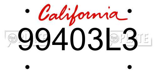 99403L3 California License Plate