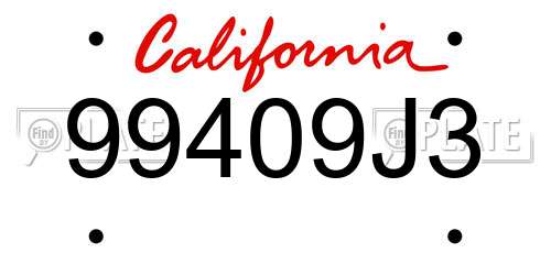99409J3 California License Plate