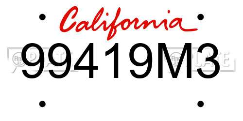 99419M3 California License Plate
