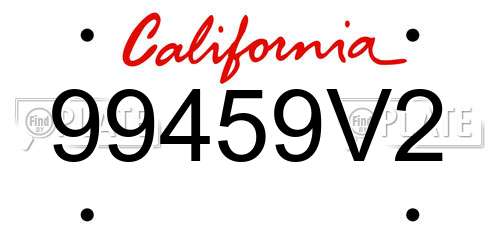 99459V2 California License Plate