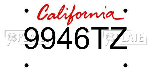 9946TZ California License Plate
