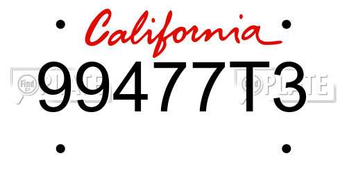 99477T3 California License Plate