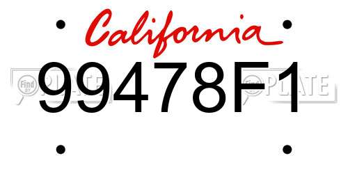 99478F1 California License Plate